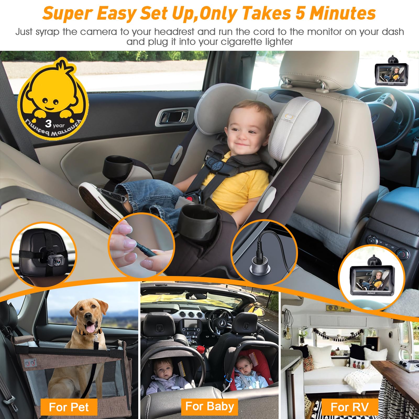 DoHonest night vision baby camera provides clear monitoring in low light.