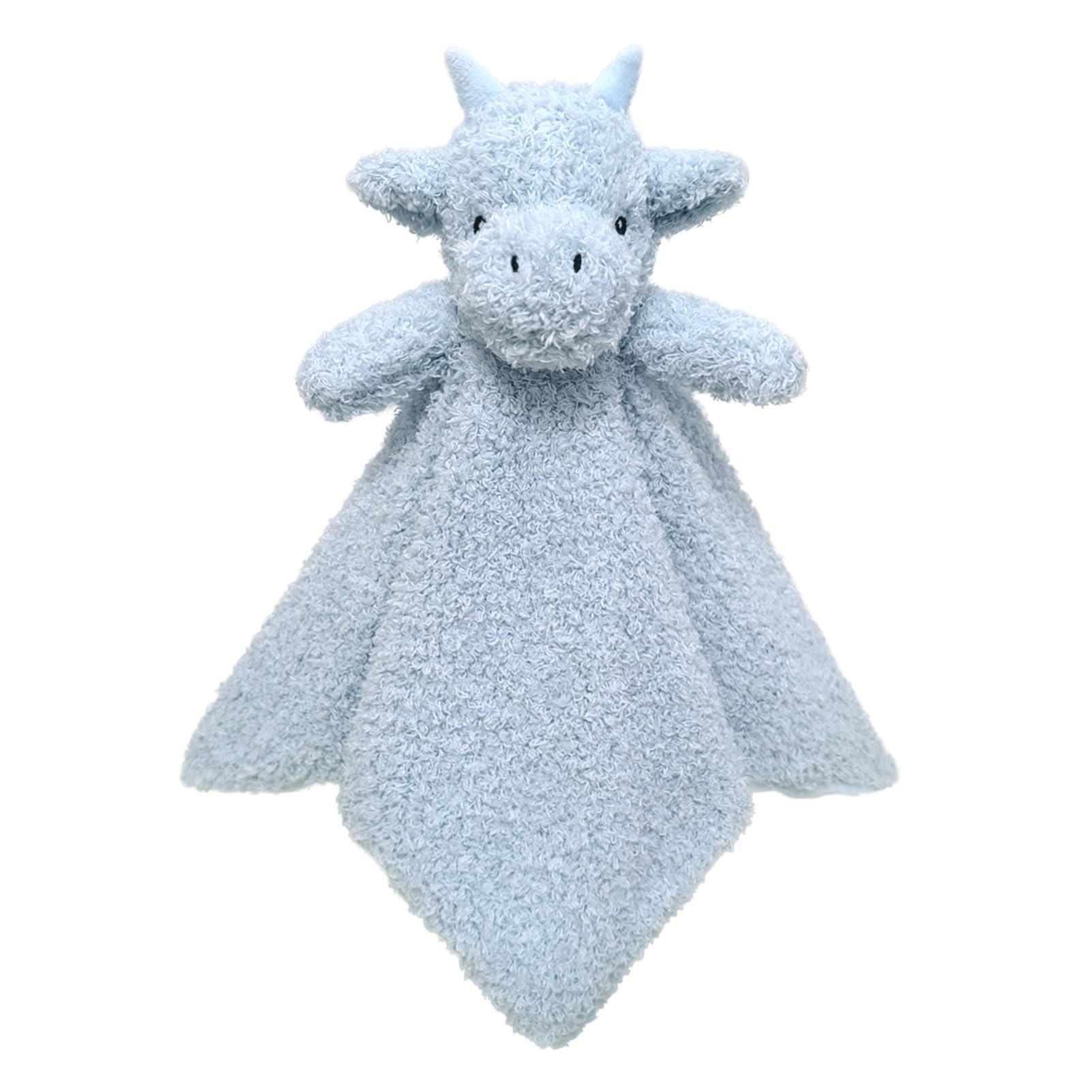 Doindute Baby Blue Dragon Lovey face closeup with soft fabric for soothing cuddles.