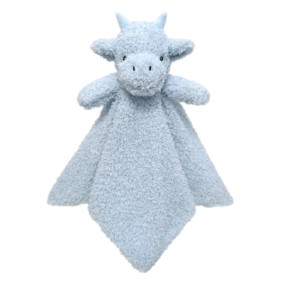 Doindute Baby Blue Dragon Lovey face closeup with soft fabric for soothing cuddles.