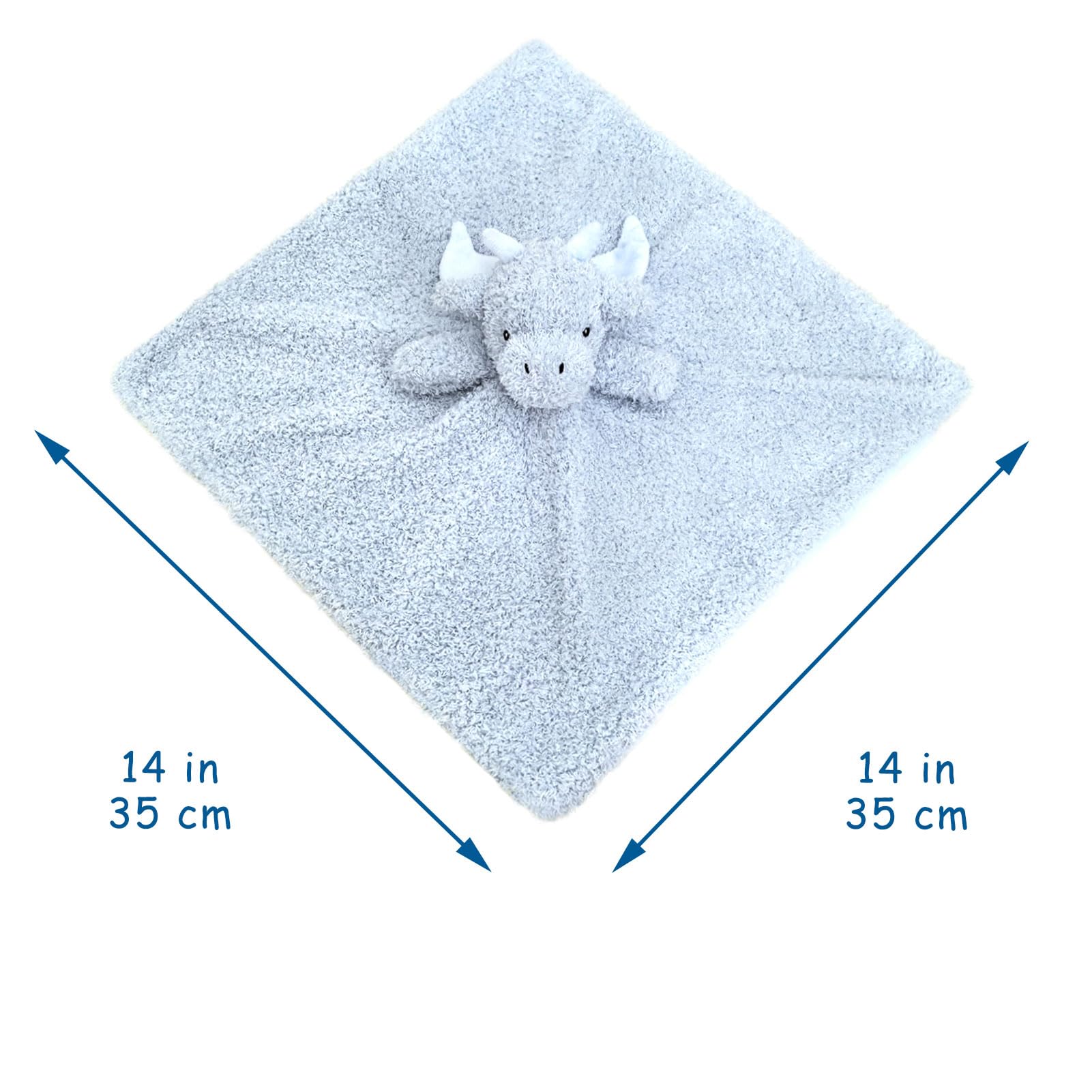 Doindute Baby Blue Dragon Lovey full-body view shows cuddly security during nap time.