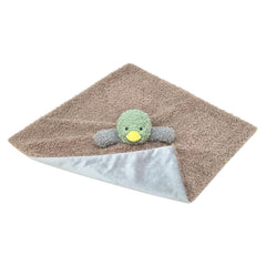 Doindute Duck Lovie held by baby, offering comforting security during play.