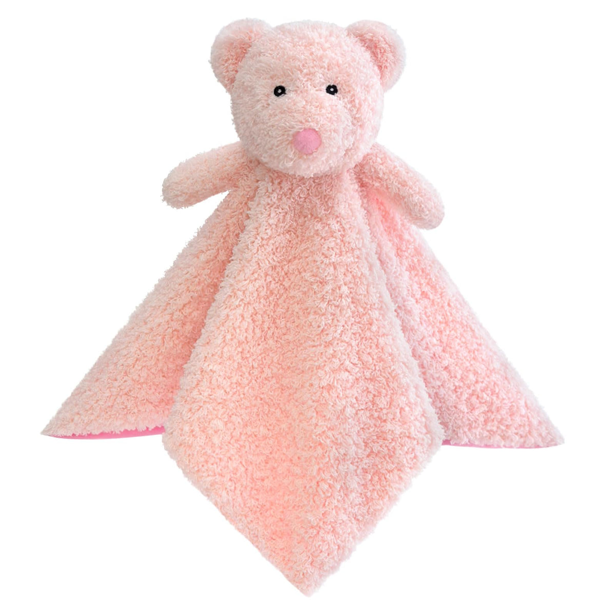 Doindute baby pink teddy bear lovey blanket for cozy newborn snuggles.