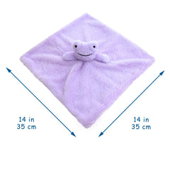Doindute plush frog security blanket with embroidered features for safe cuddling.