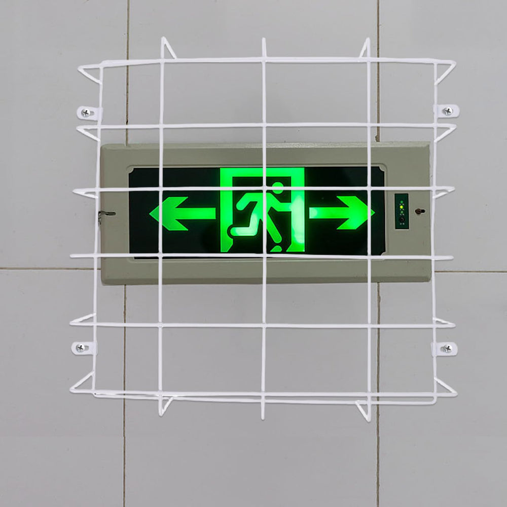 DOITOOL exit sign cage side view highlights strong guard preventing damage.
