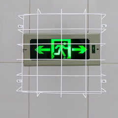DOITOOL exit sign cage side view highlights strong guard preventing damage.