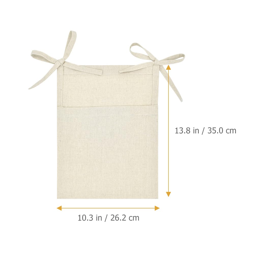 DOITOOL Linen Bedside Hanging Storage Bag stores small toys and books within reach