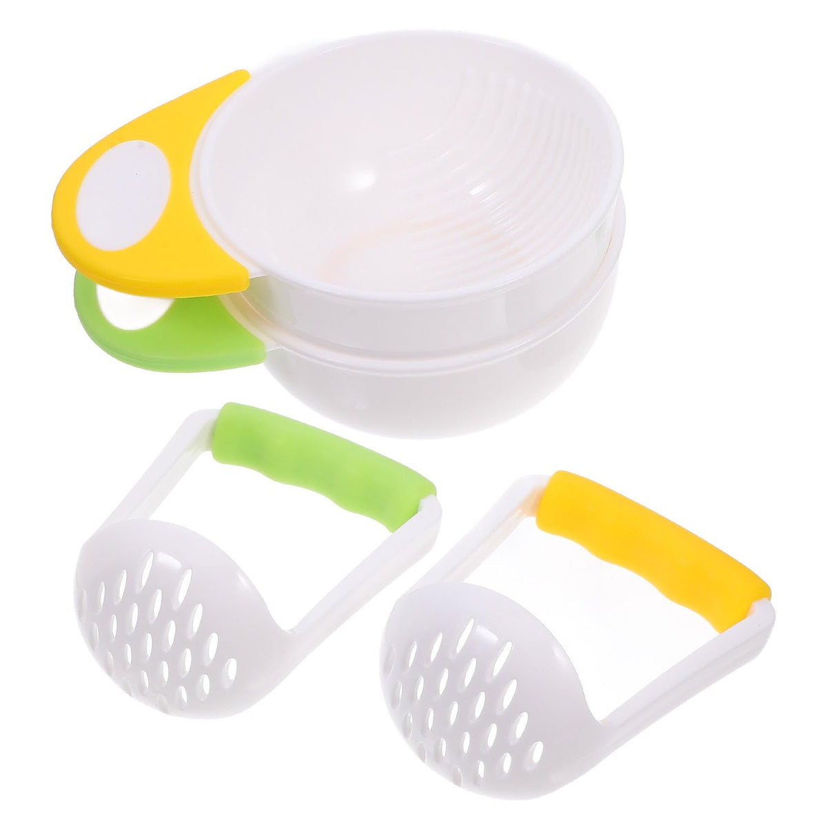 DOITOOL Baby Food Masher sets, handle closeup, comfortable grip for smooth mashing.