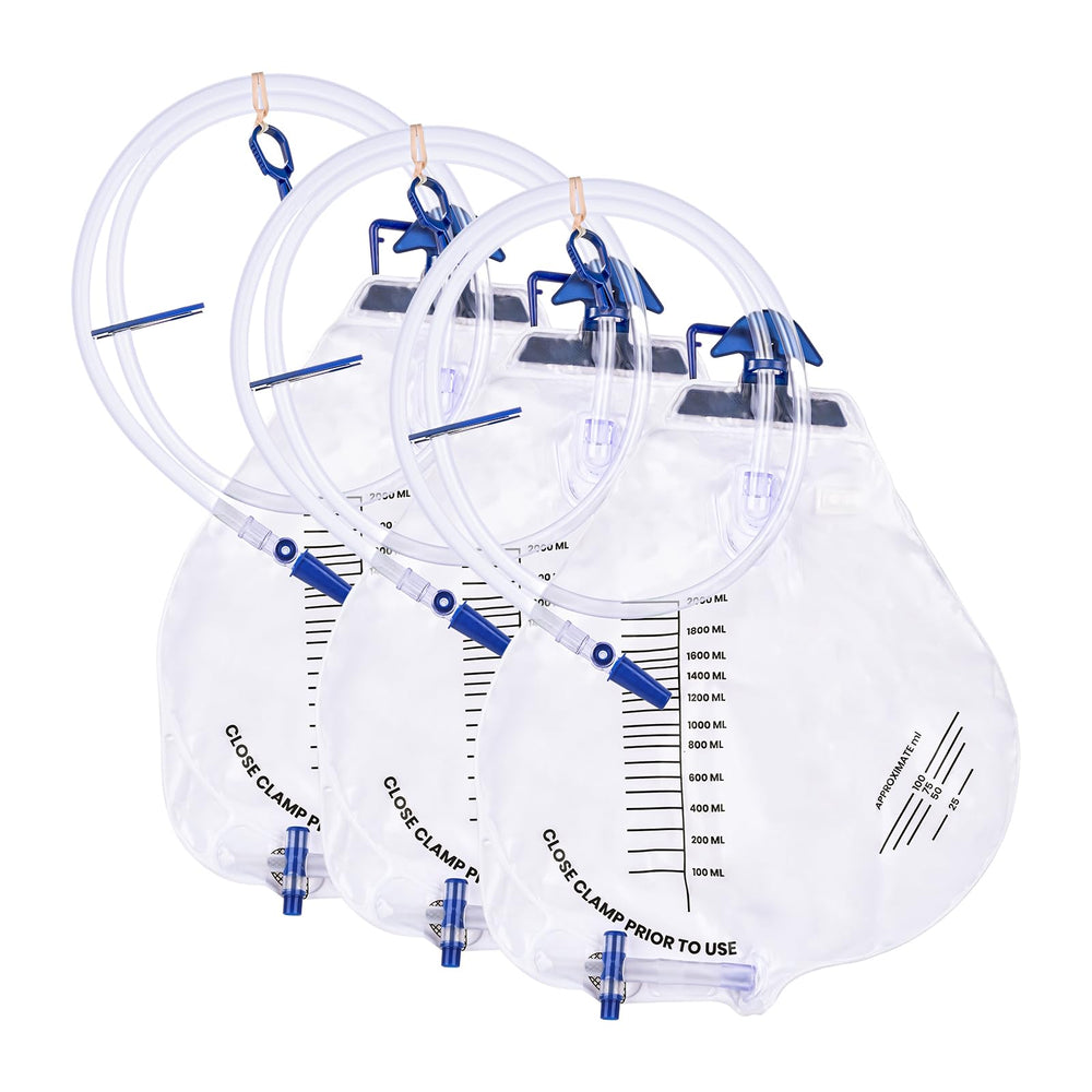 DOKIBI 2000ml urinary drainage bag with anti-reflux chamber for secure overnight use