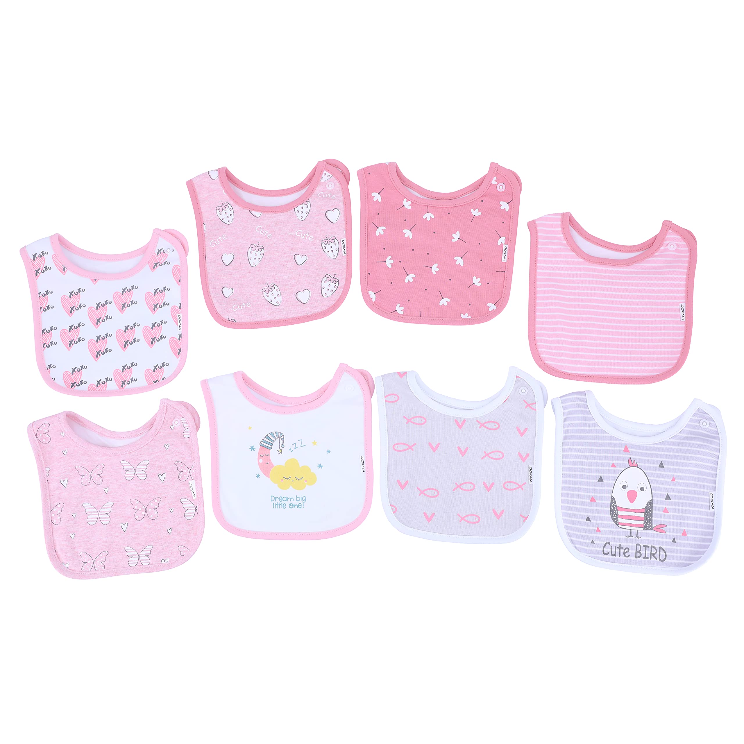 DOKMA baby bandana bib texture close-up shows ultra-soft cotton.