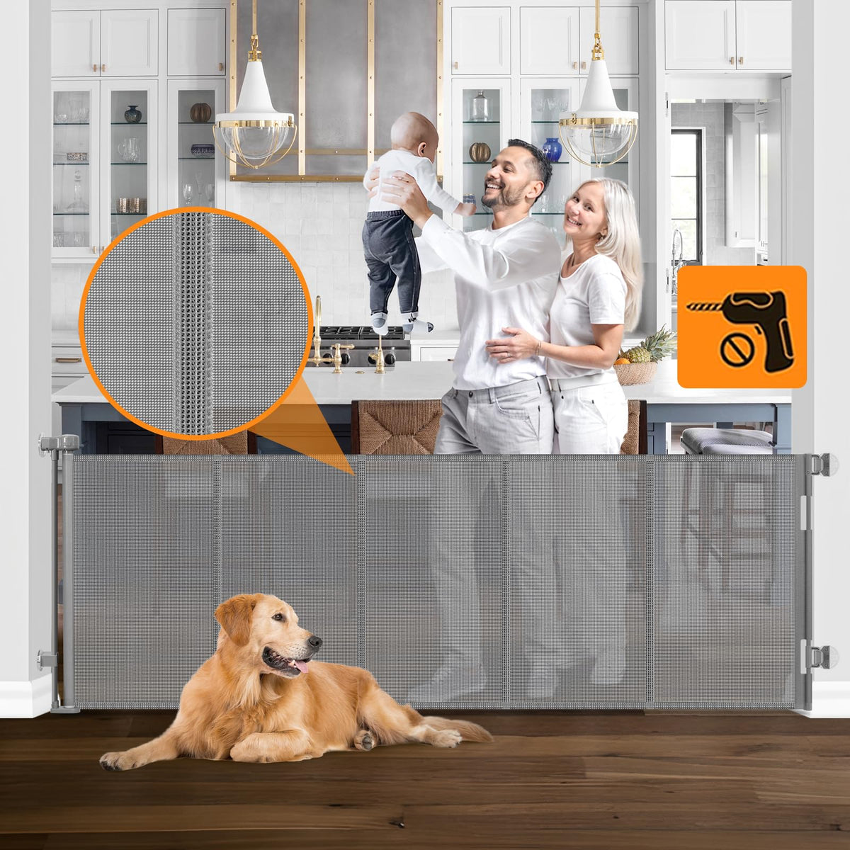 DoktorBaby no-drill gate 100-wide opening for wide doorways, quick, drill-free installation