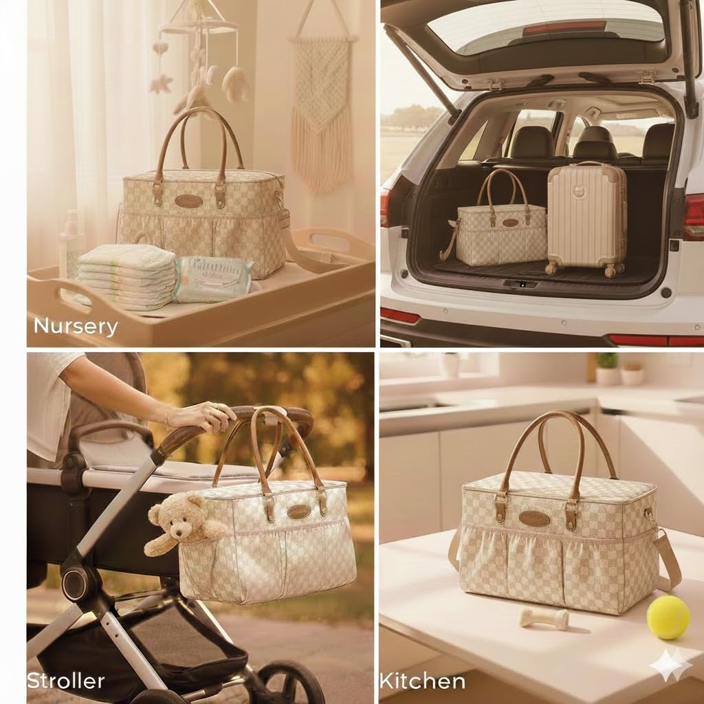DOKUS & CO Luxe Caddy travel-ready tote easily folds and stores when not in use.
