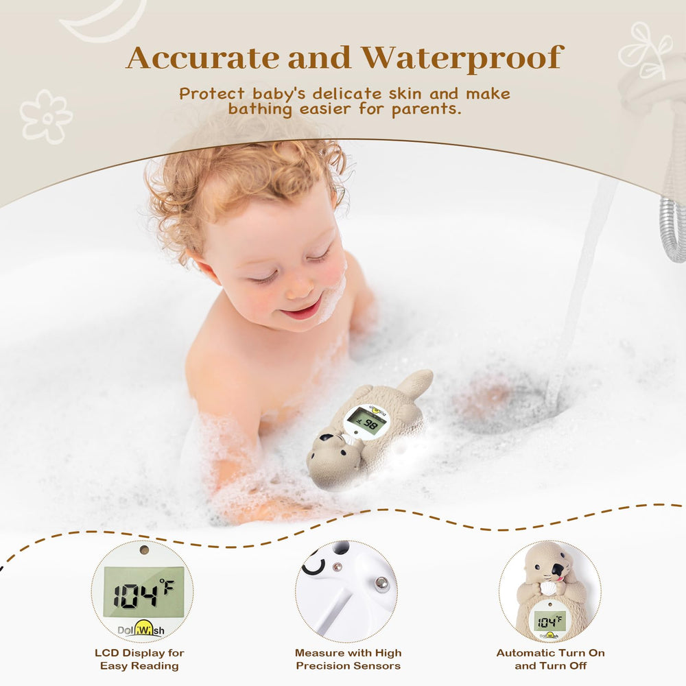 DoliWish bath thermometer with color alerts to indicate safe temperatures at a glance