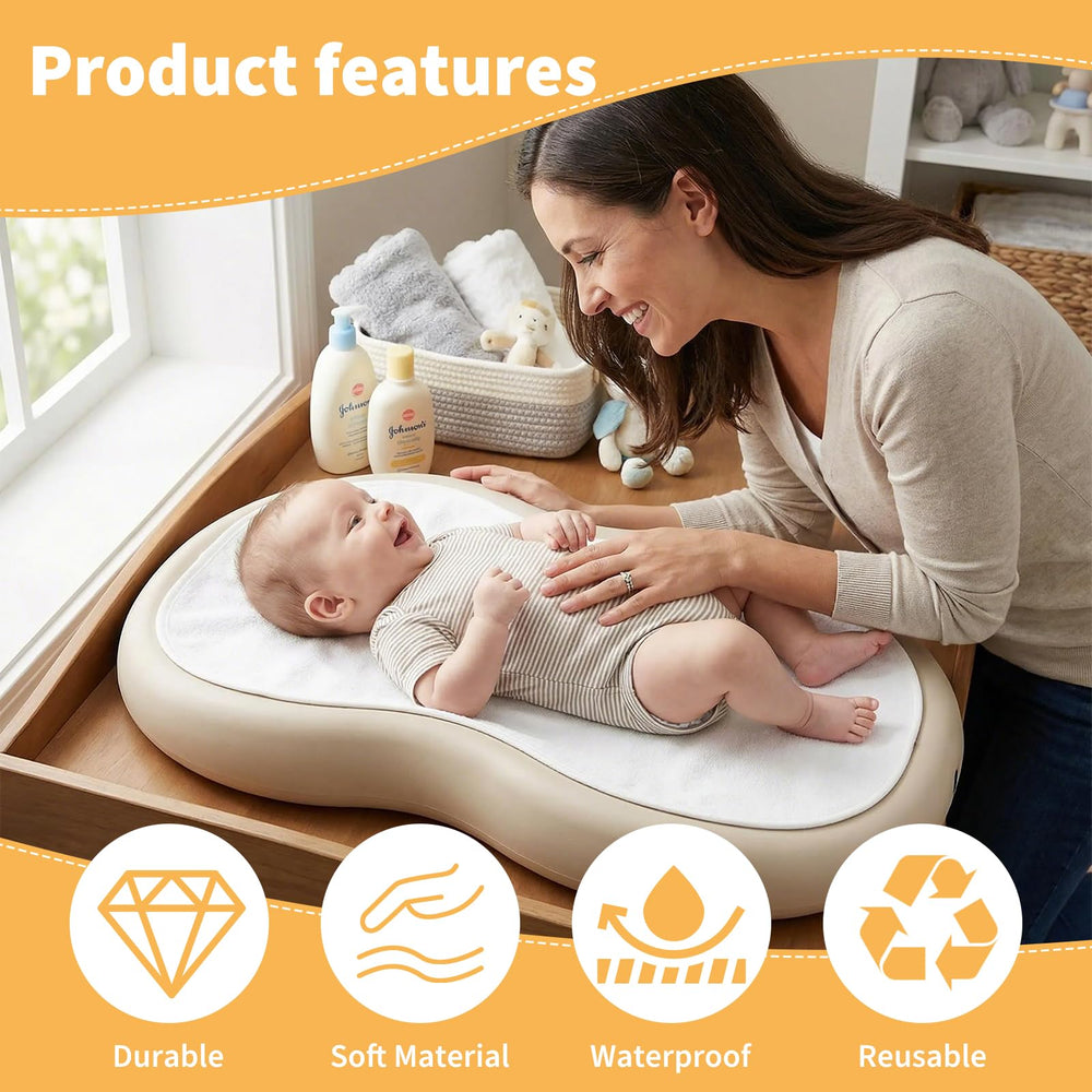 Dollform waterproof backing shields the changing surface from spills and leaks.