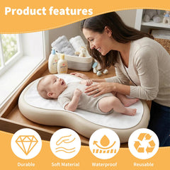 Dollform waterproof backing shields the changing surface from spills and leaks.