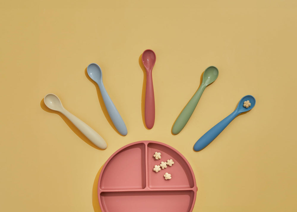 Dollop dusty rose plate in dishwasher-safe setting shows easy cleanup