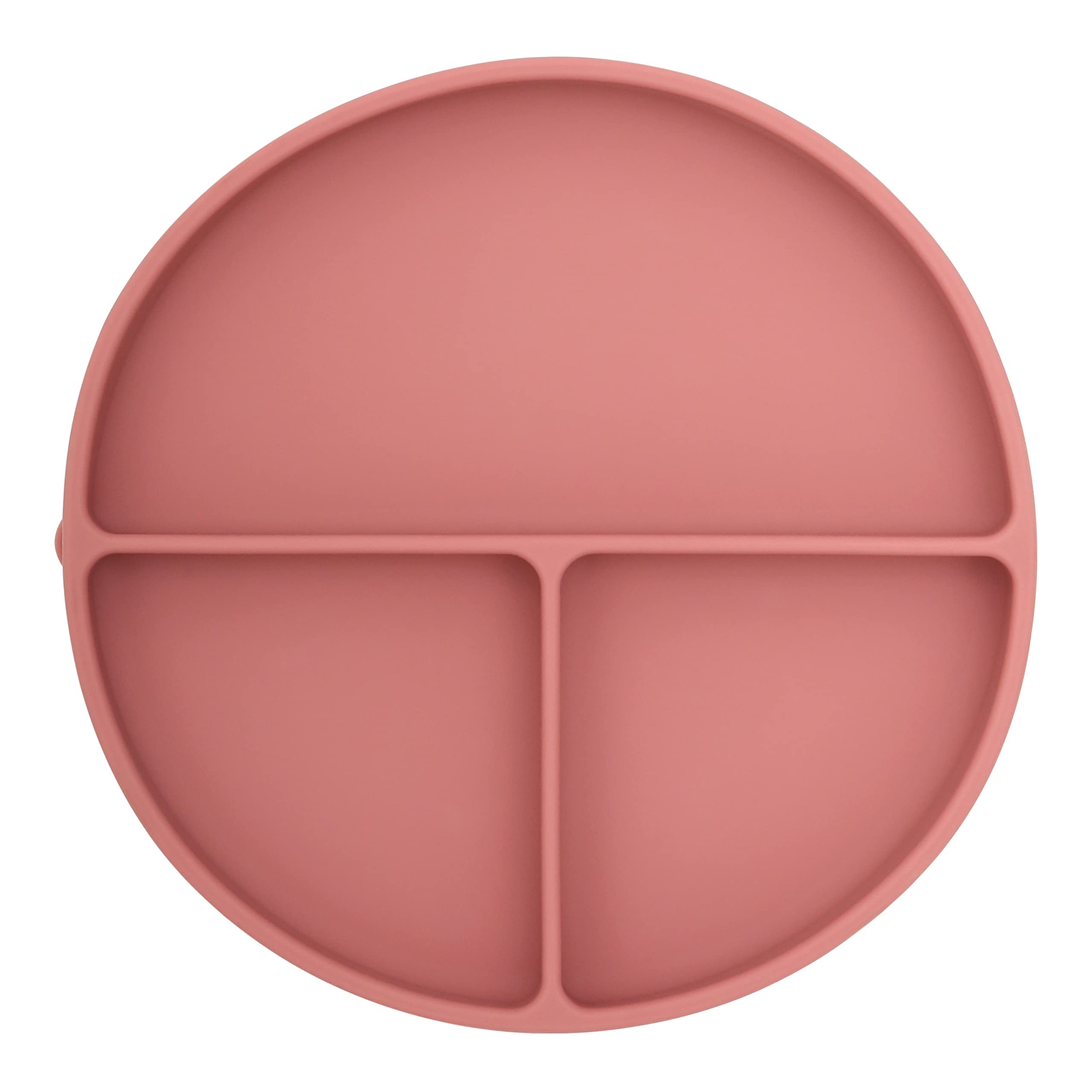 Dollop dusty rose suction plate on table reduces mealtime mess
