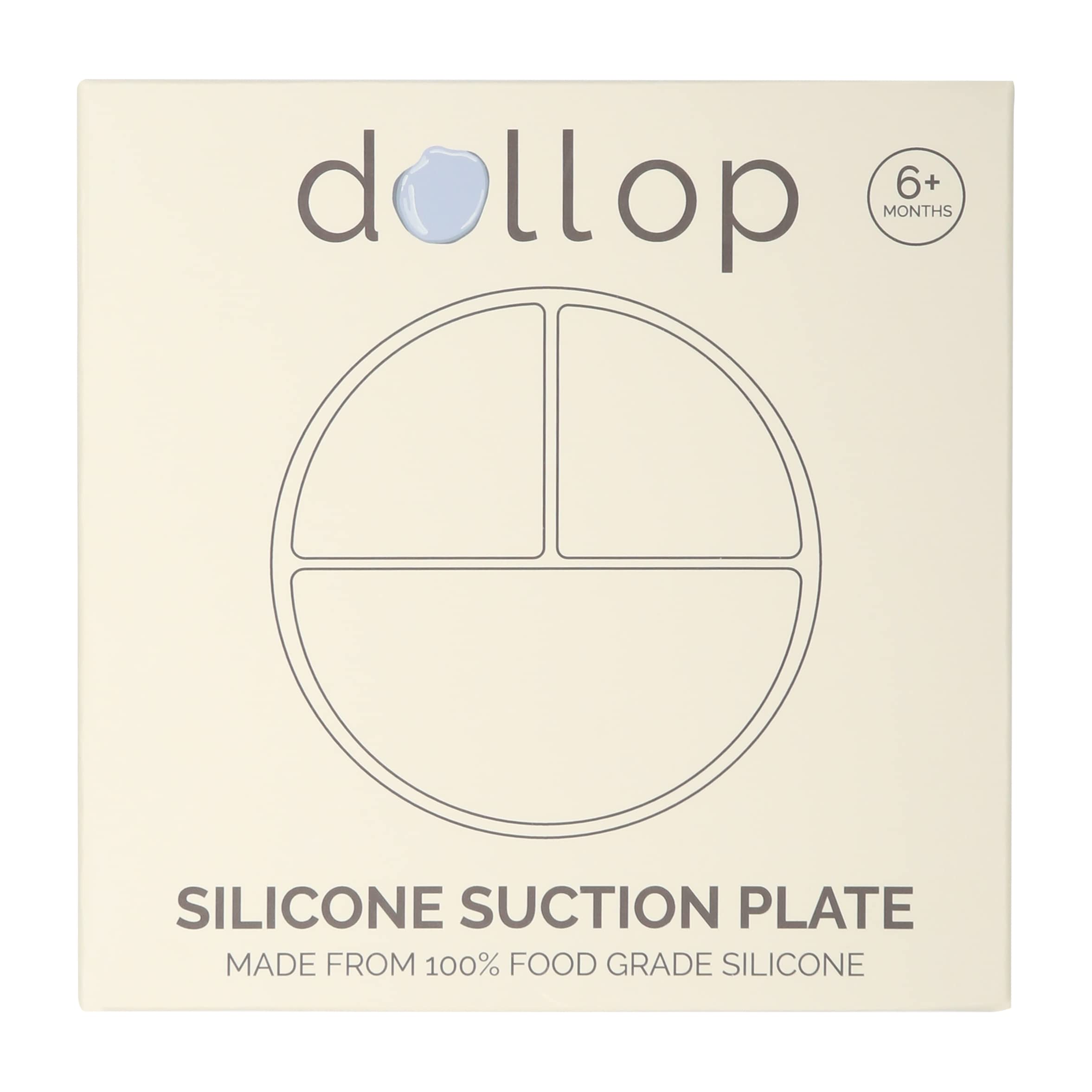 Dollop BPA-free plate with slate blue tone appeals to busy families.