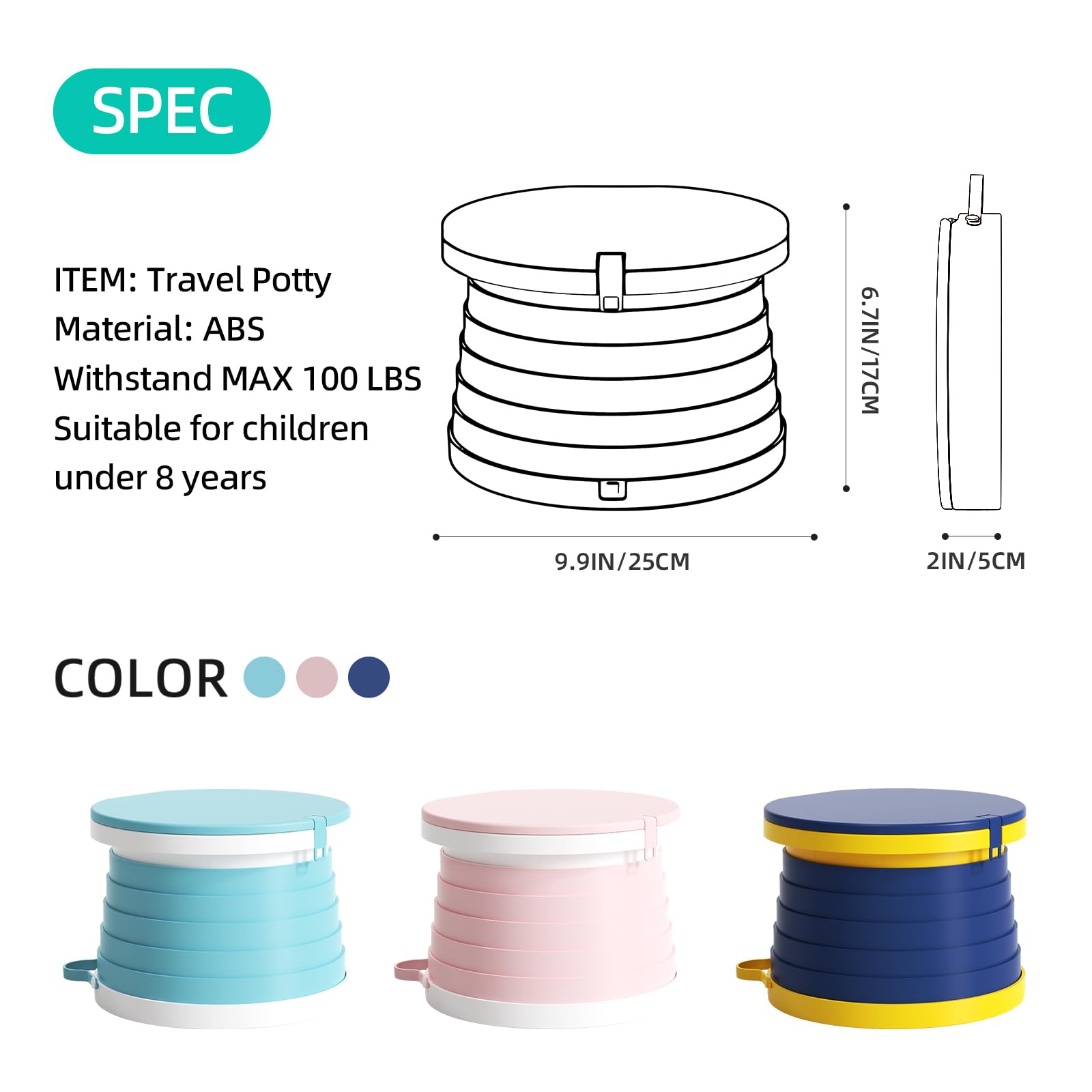 Dollybeeear travel potty seat detachable bucket enables quick cleaning on the go
