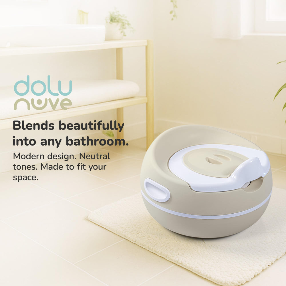 Dolu Nuve premium potty seat flip lid view shows realistic toilet feel for practice.
