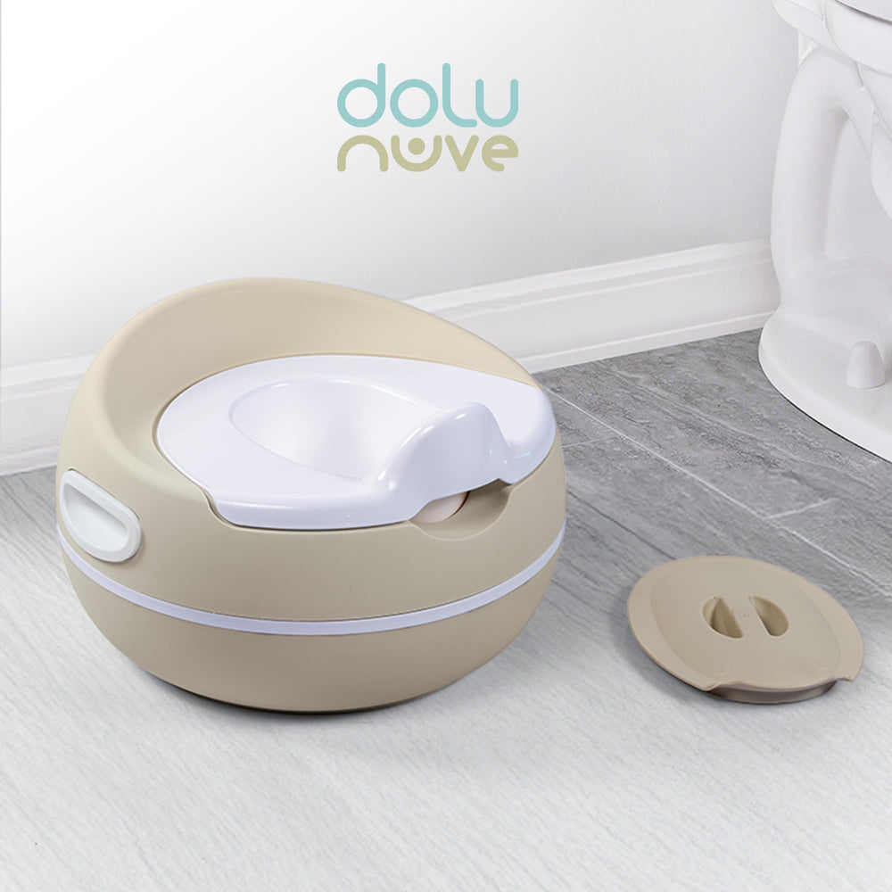 Dolu Nuve premium potty seat travel use demonstrates portability for on-the-go training.
