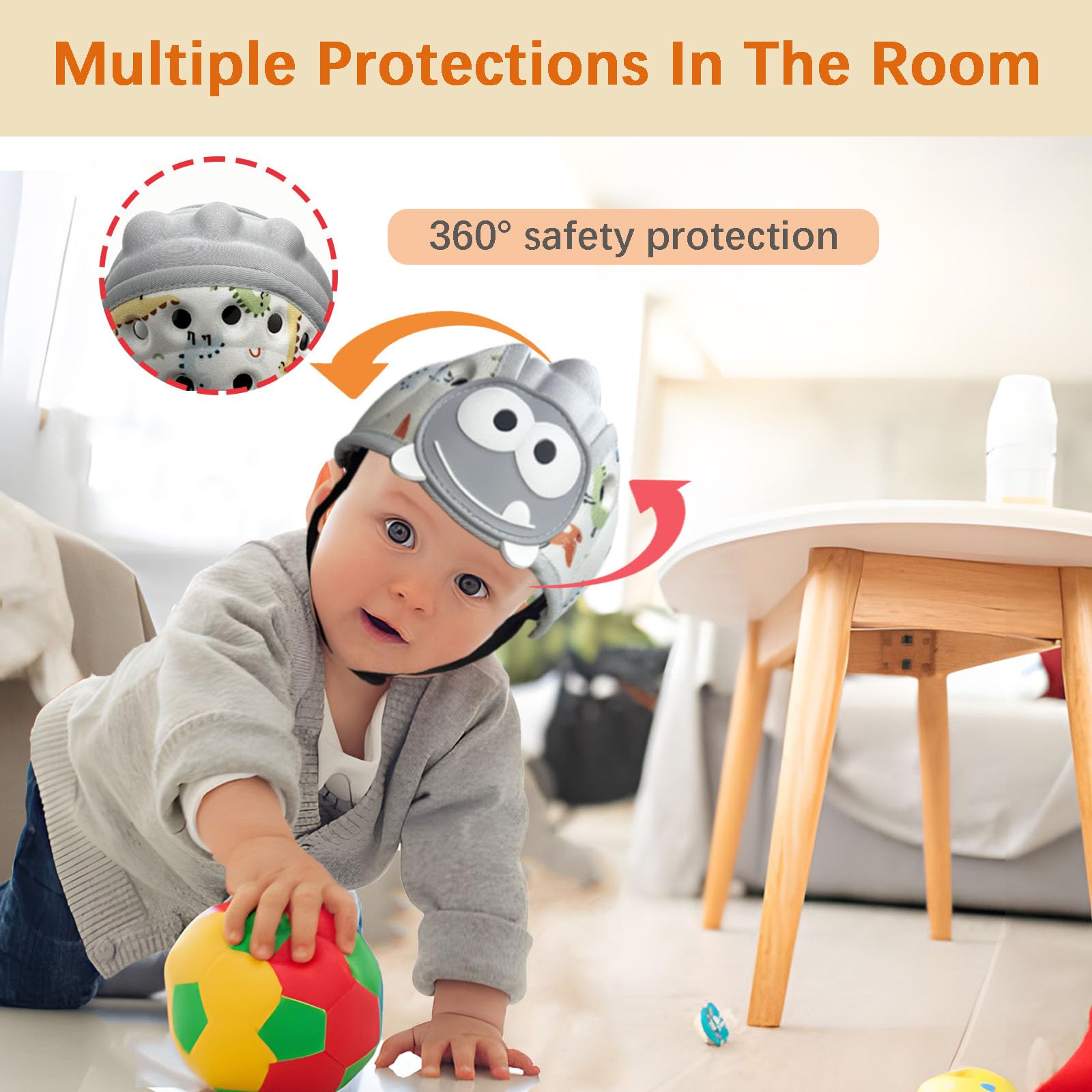 Adjustable fit for 1-2 year olds with secure rear strap.