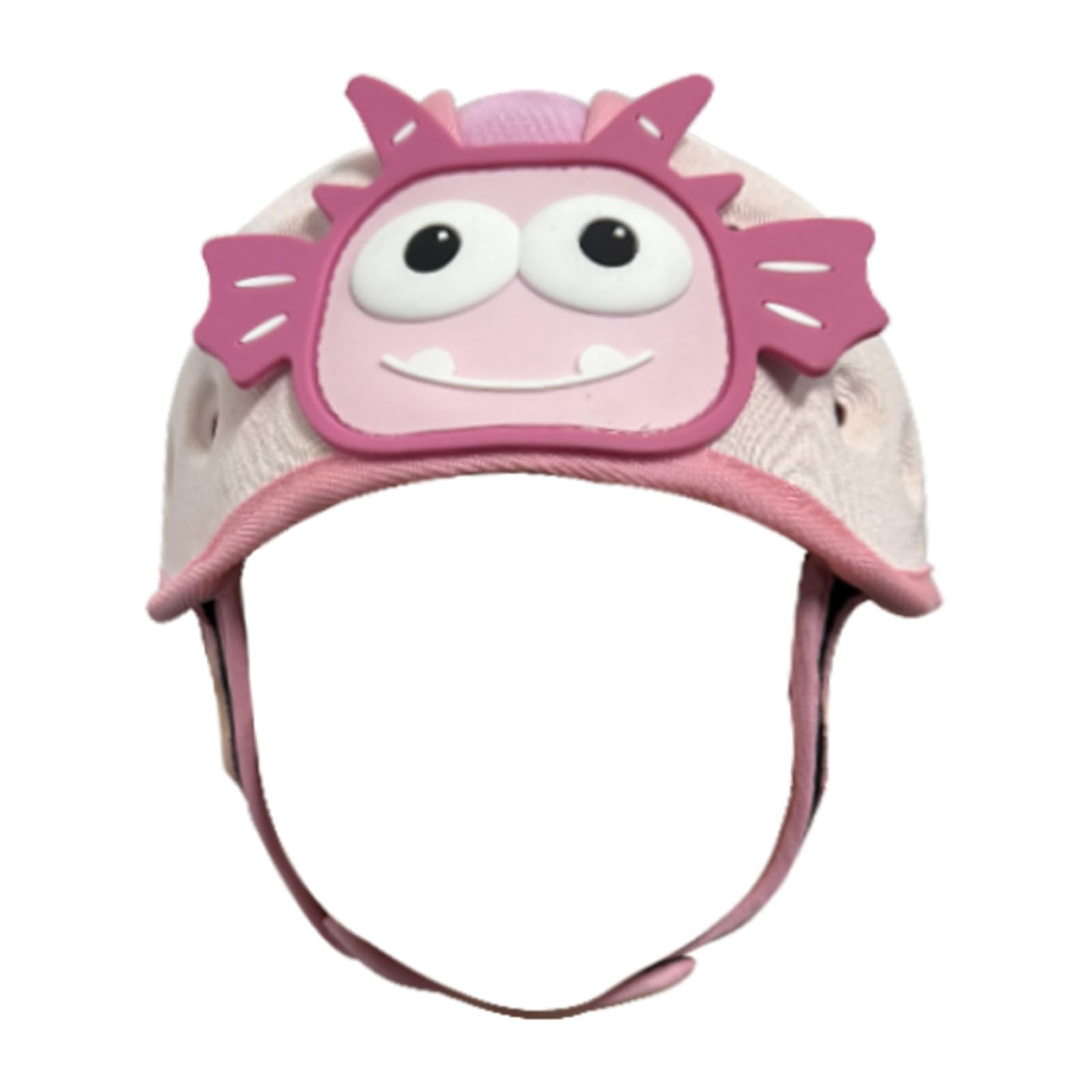 Domayllay Dino Light Pink helmet worn by toddlers during crawling and walking.