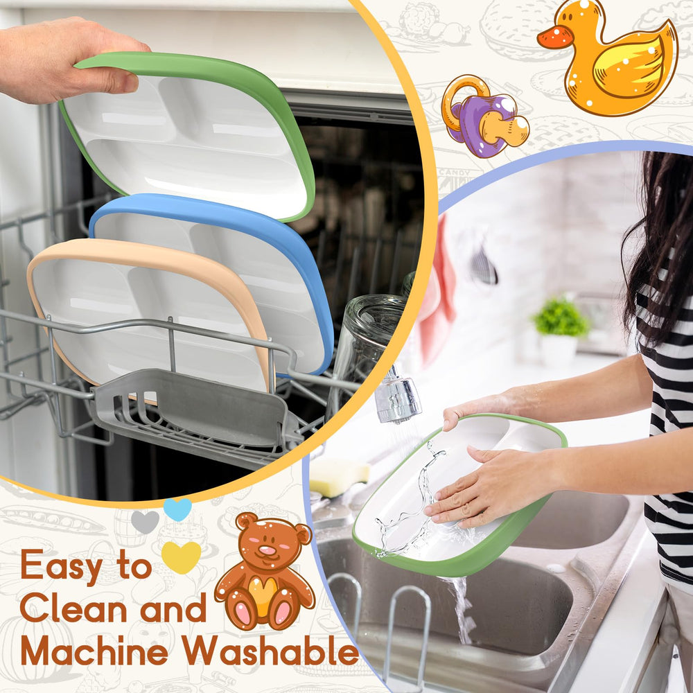 Domensi dishwasher-safe kids porcelain plates simplify cleanup after family meals.