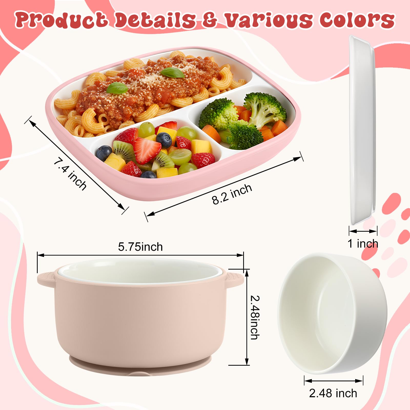 Domensi divided plate with compartments supports varied foods for kids' meals.