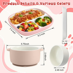 Domensi divided plate with compartments supports varied foods for kids' meals.