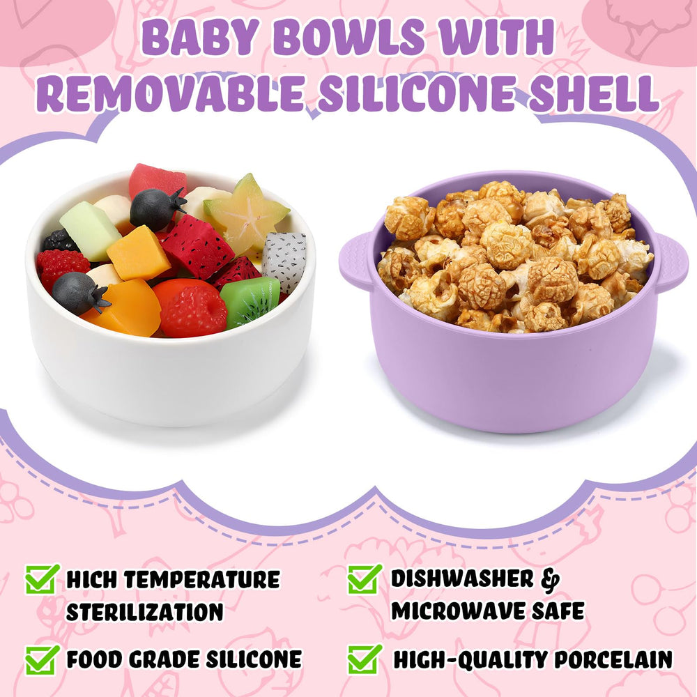 Domensi blue silicone sleeve bowls brighten mealtimes and reduce spills.
