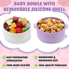 Domensi blue silicone sleeve bowls brighten mealtimes and reduce spills.