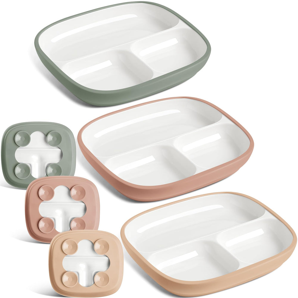 Domensi Kids porcelain plate with silicone sleeve front view shows tidy meals
