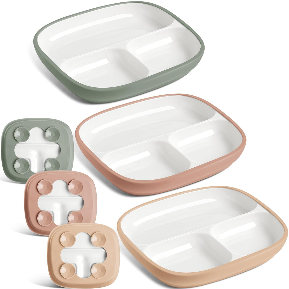 Domensi Kids porcelain plate with silicone sleeve front view shows tidy meals