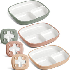 Domensi Kids porcelain plate with silicone sleeve front view shows tidy meals