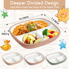 Domensi Kids plate with silicone sleeve side view highlights anti slip base