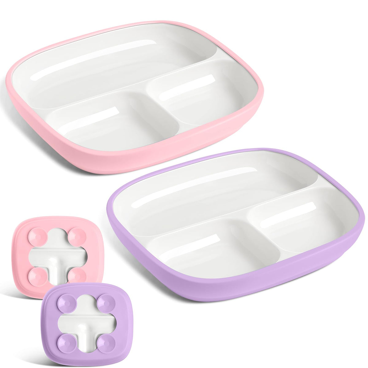 Domensi kids porcelain plate with suction points keeps meals secure and mess-free.