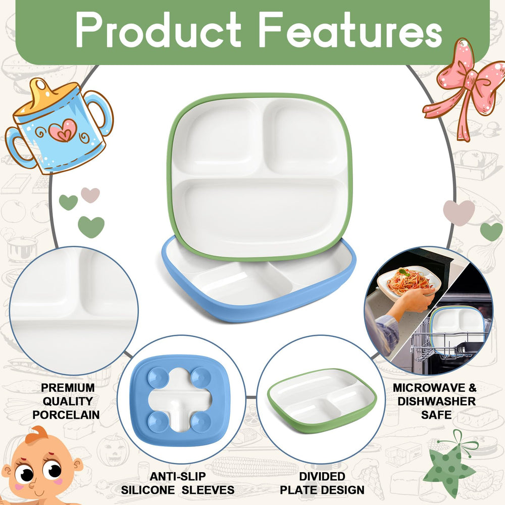 Domensi microwave-safe kids porcelain plates for quick reheating and reliable use.