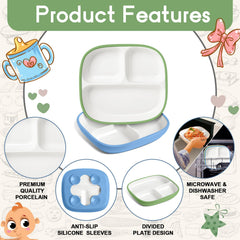 Domensi microwave-safe kids porcelain plates for quick reheating and reliable use.
