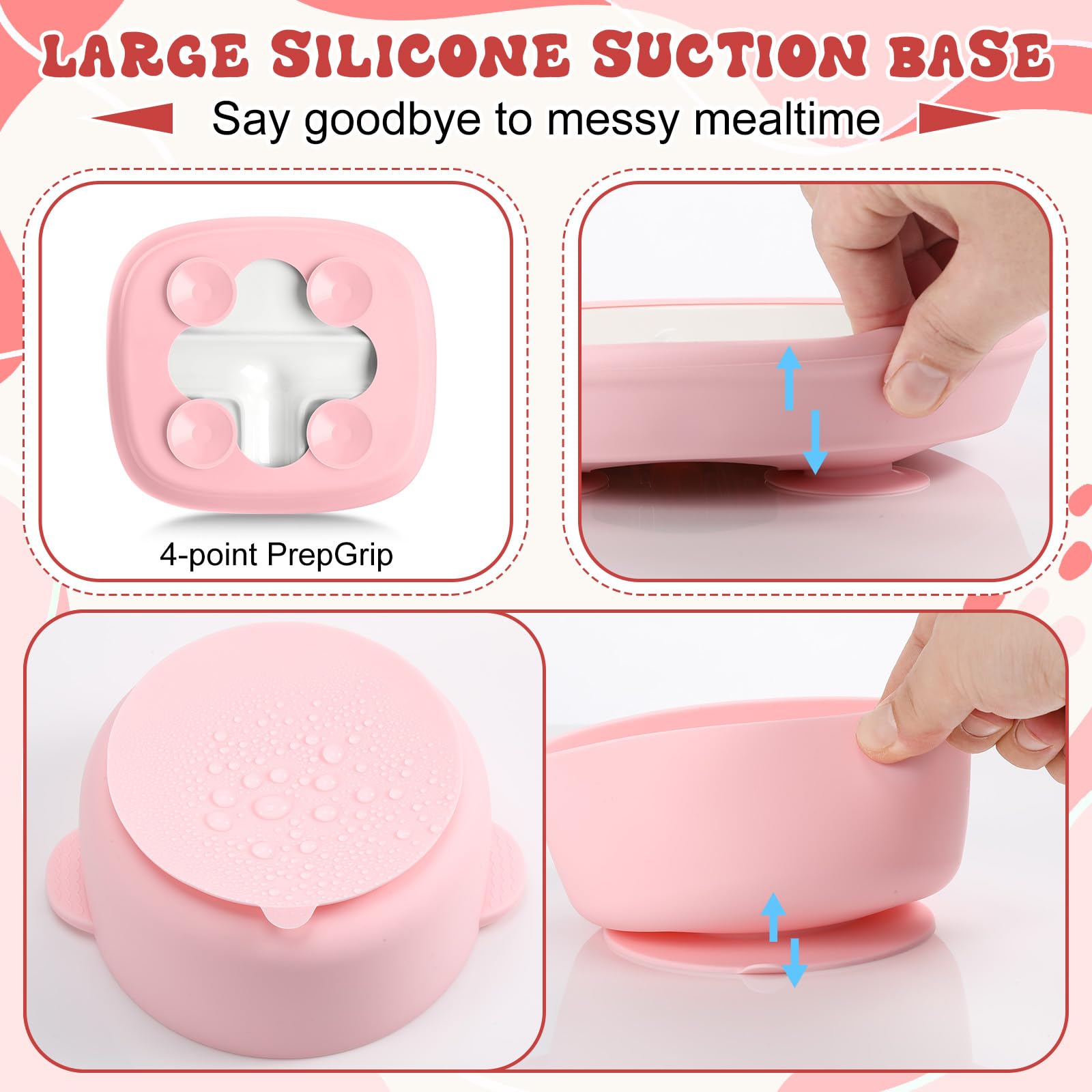 Domensi silicone sleeve anti-slip bowl keeps the bowl steady during feeding.