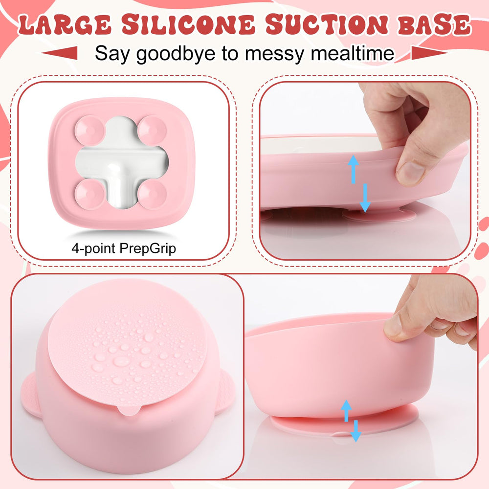 Domensi silicone sleeve anti-slip bowl keeps the bowl steady during feeding.