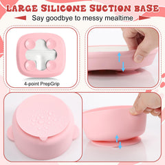 Domensi silicone sleeve anti-slip bowl keeps the bowl steady during feeding.