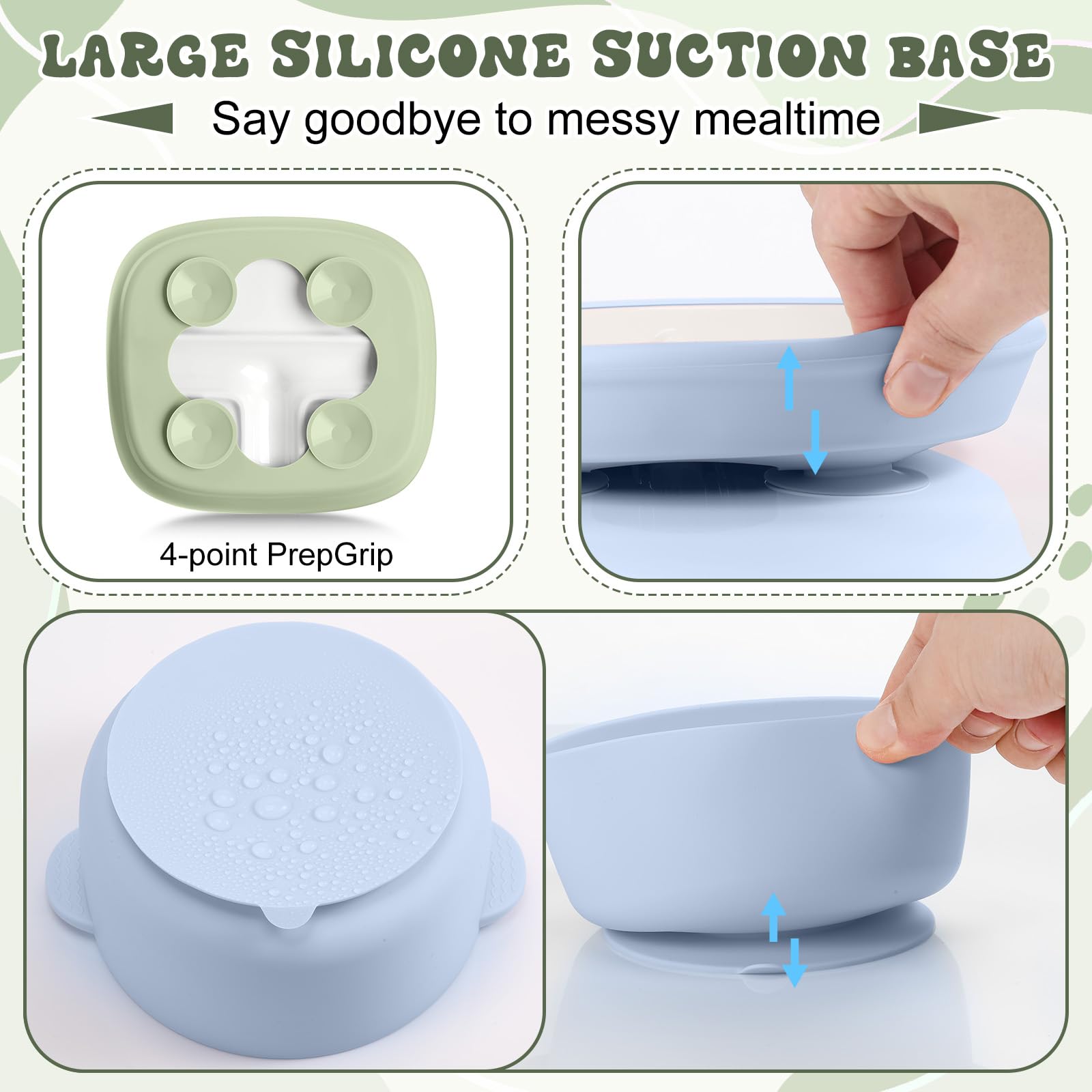 Domensi blue toddler bowl with anti-slip sleeve.