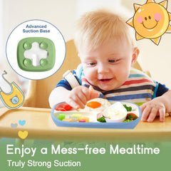 Domensi toddler suction plate bottom grip helps keep plates in place during meals.