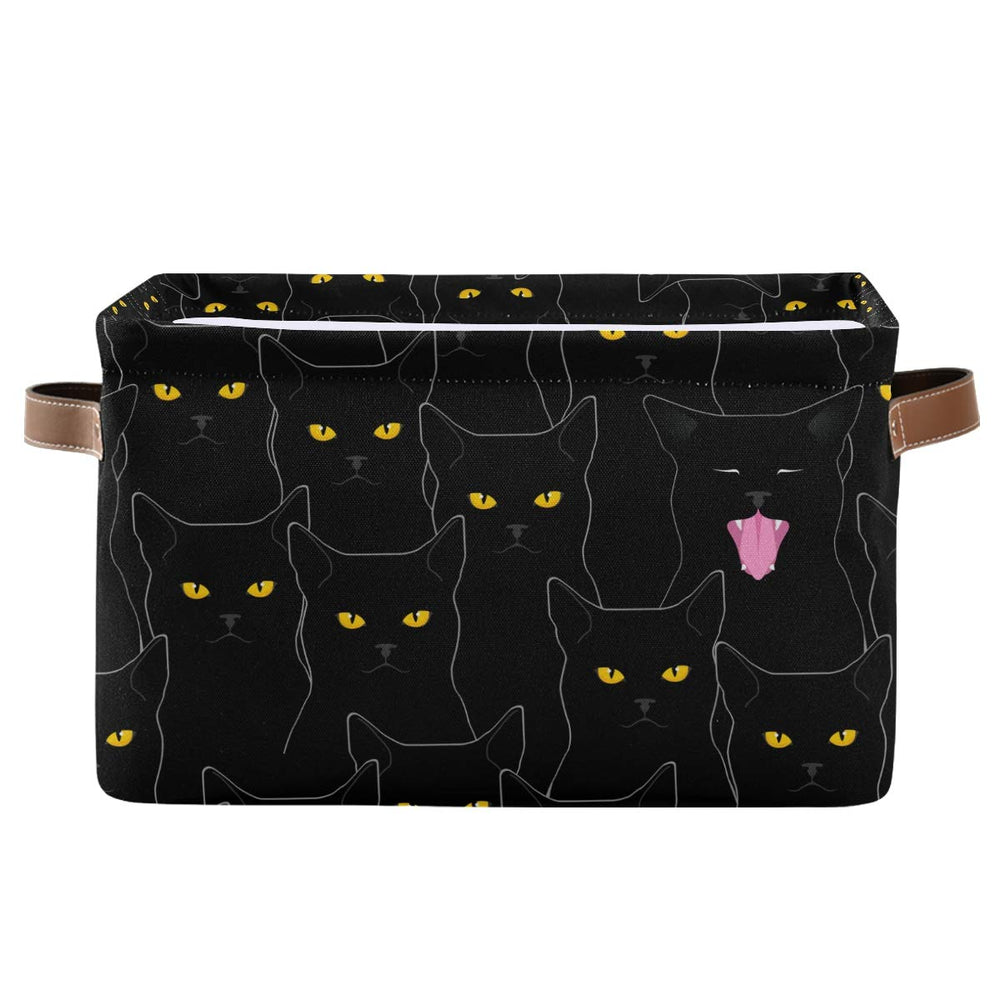 DOMIKING rectangular storage bin with cute black cats print for toy organization