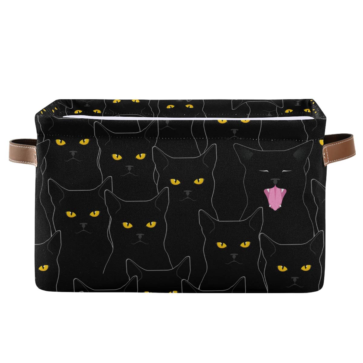 DOMIKING rectangular storage bin with cute black cats print for toy organization