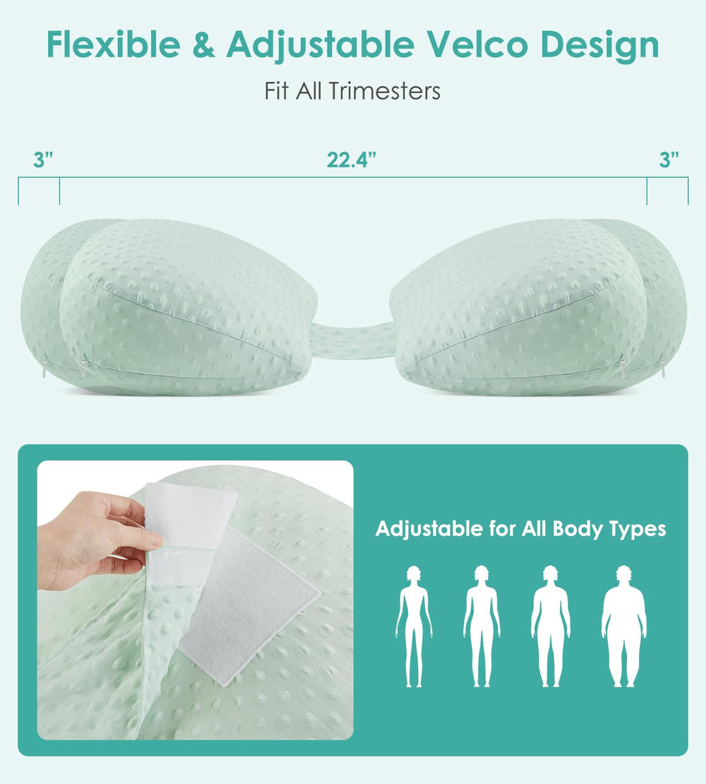 DONAMA maternity pillow extendable to 28.4 inches for growing bellies.