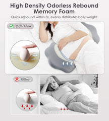 DONAMA memory foam pregnancy pillow 30-degree slope supports back comfort.