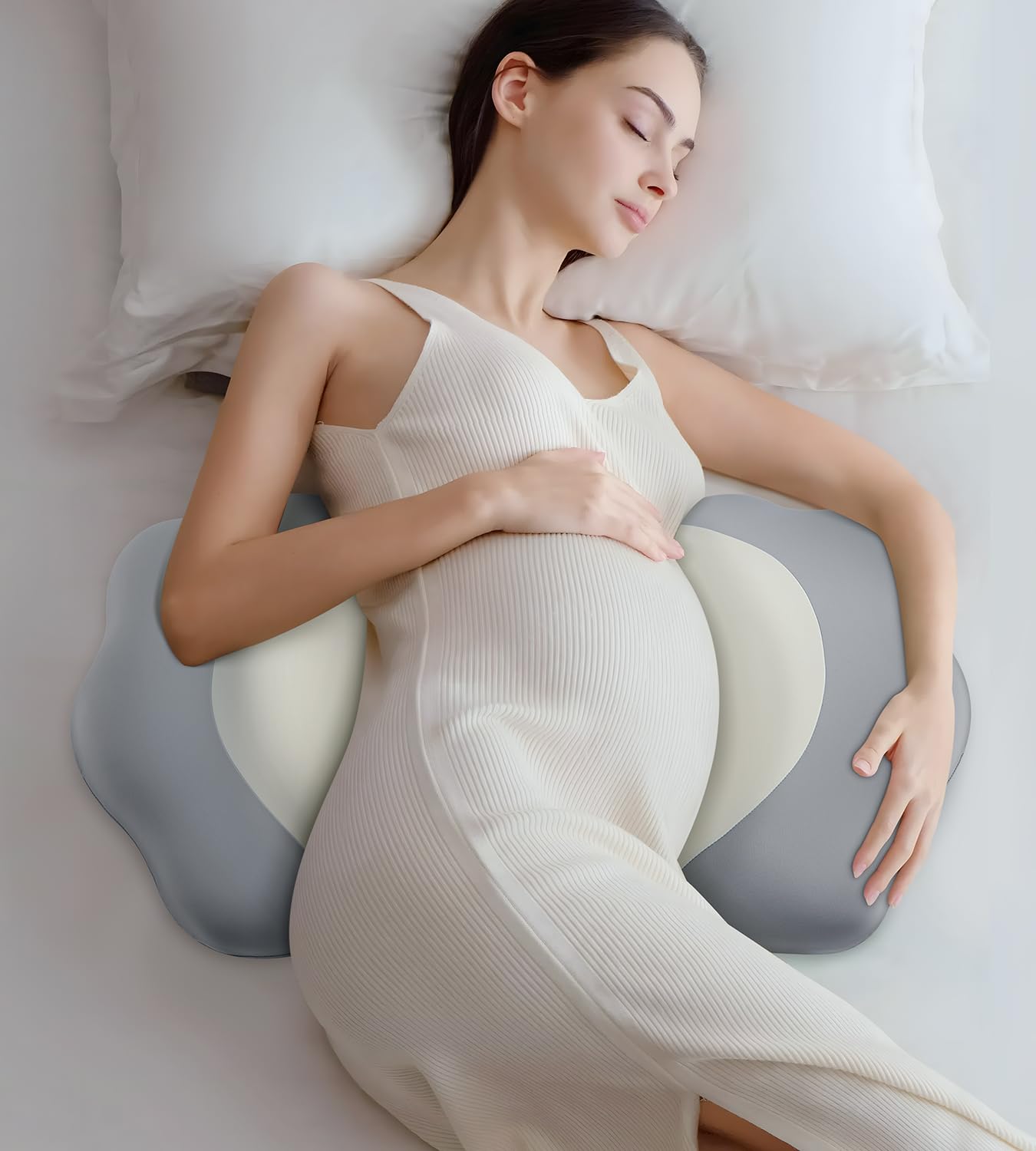 DONAMA memory foam pregnancy pillow provides back support for side sleepers