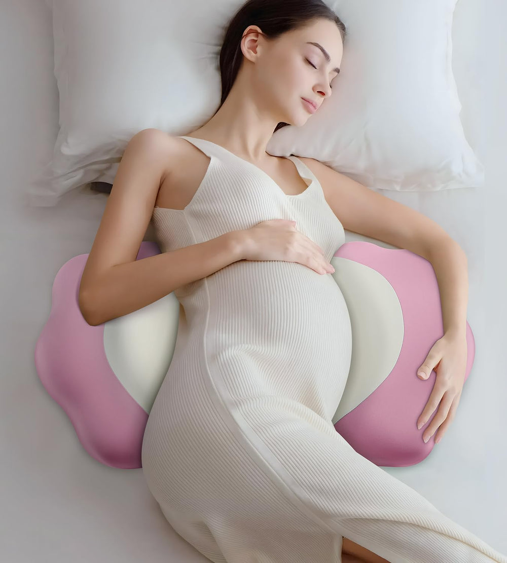 DONAMA memory foam pregnancy pillow in main view offers full-body back and belly support