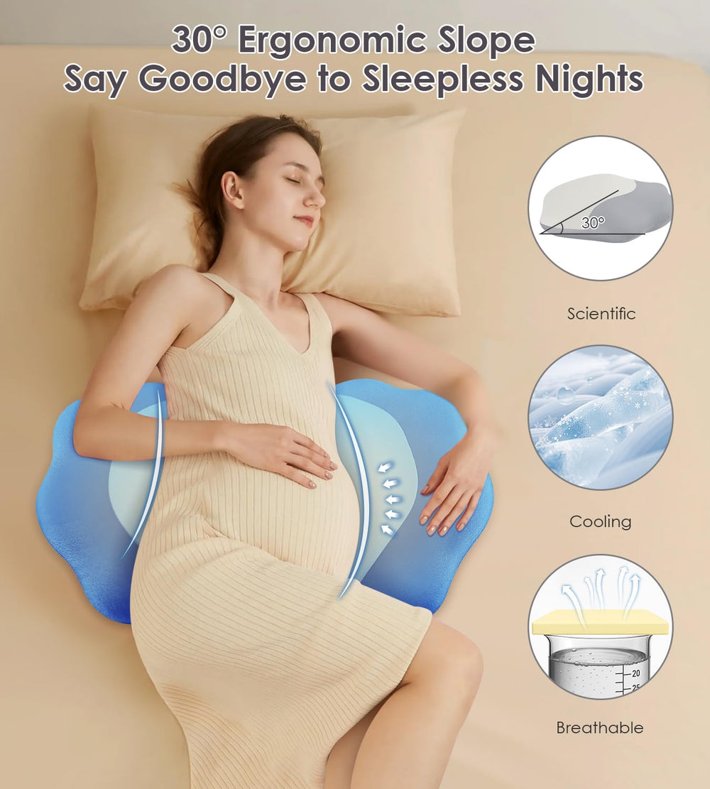 DONAMA memory foam pregnancy pillow removable cover for easy care.